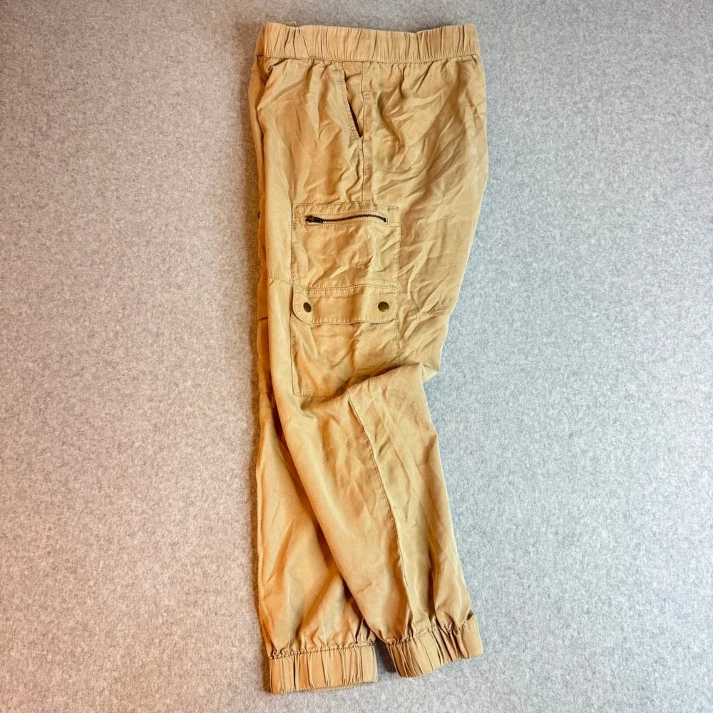 Banana Republic Mens Tan Lyocell Cargo Jogger Pants Elastic Waist Khaki Size M